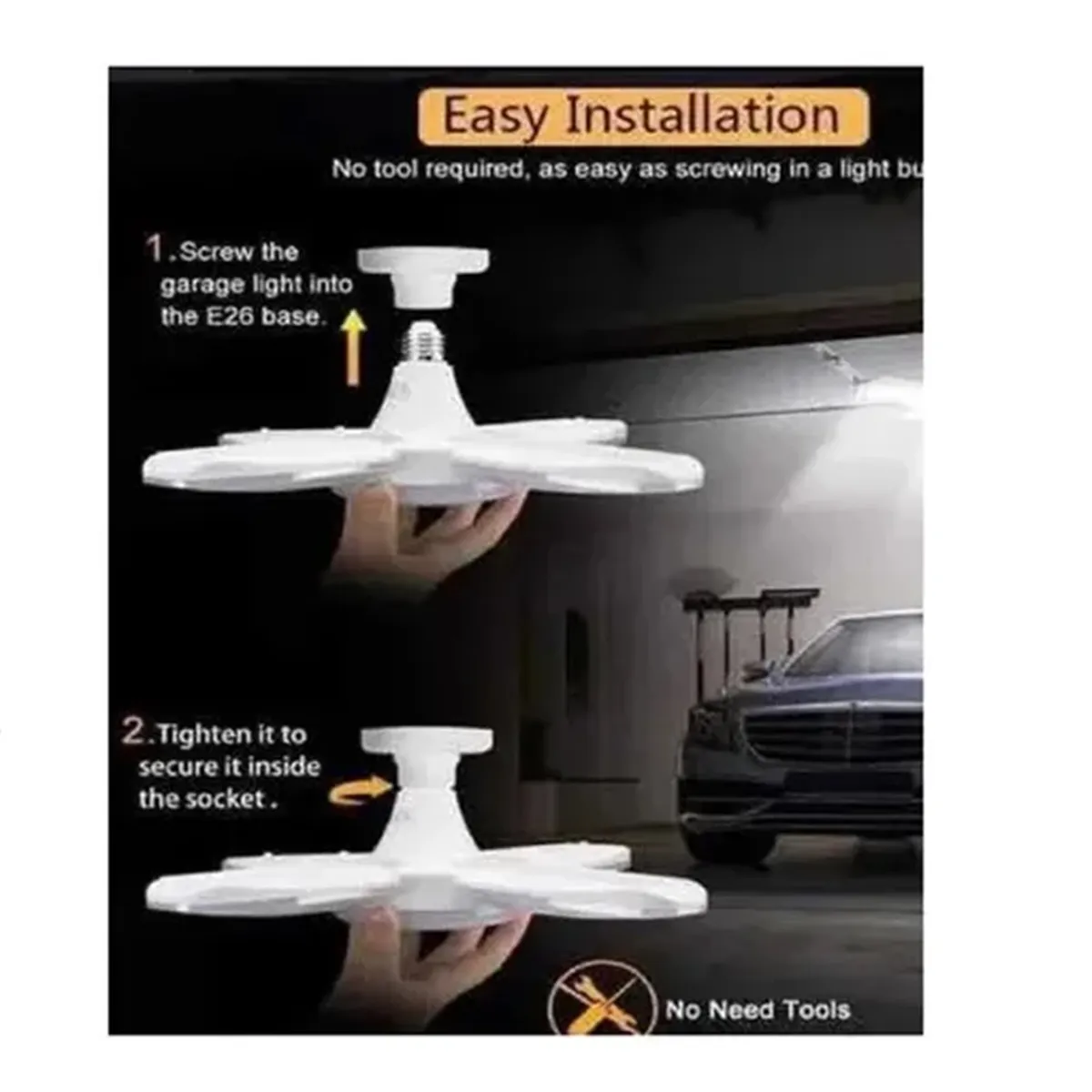 Lampara Bombillo Led 4 Aspas Desplegable